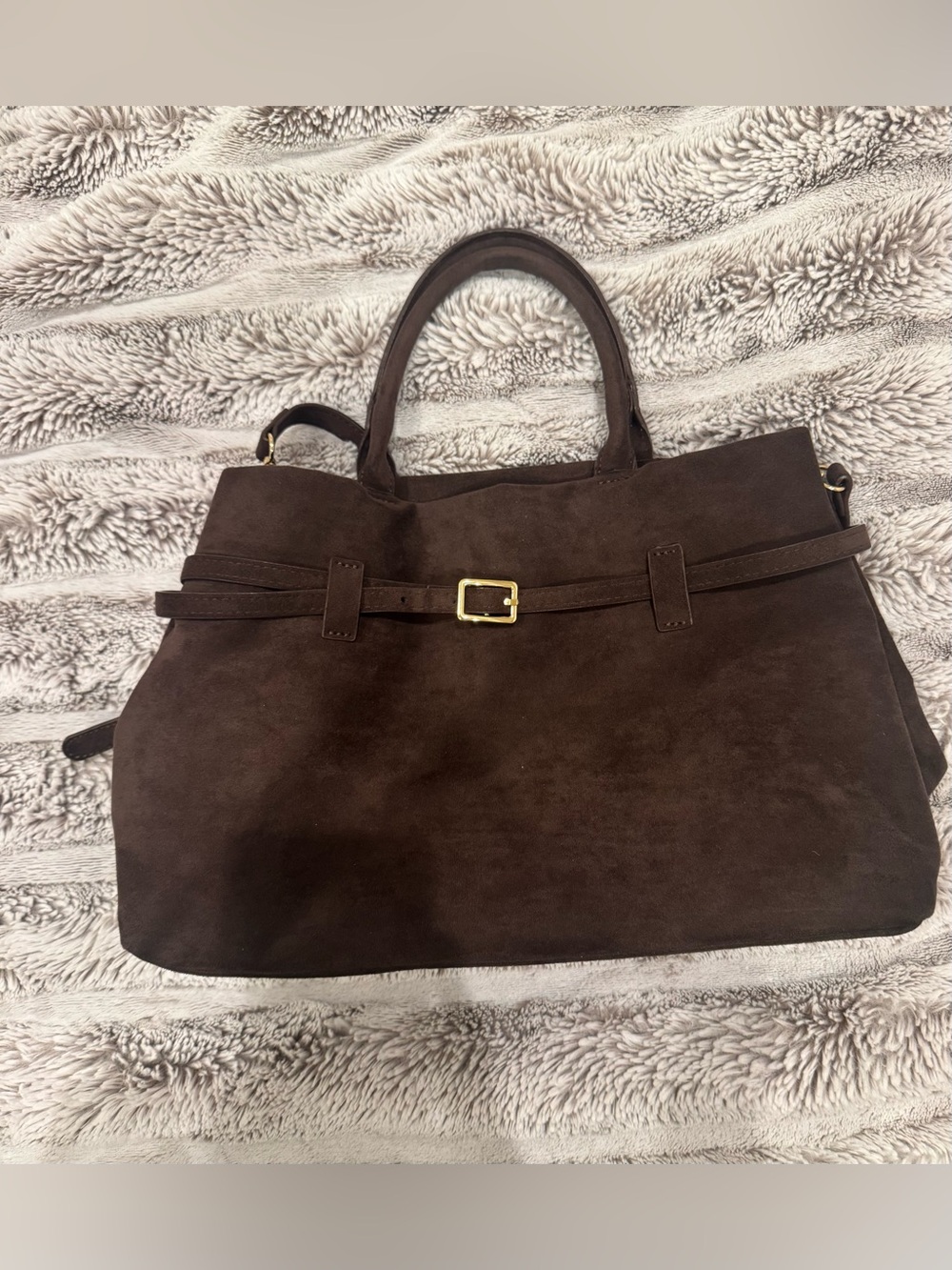 Anthropologie The Greer Dark Brown Faux Suede Doctor Bag